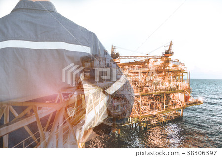 Double exposure of Engineer or Technician man 38306397