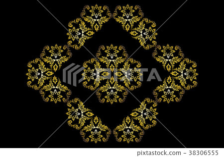Vintage gold ornament on a black background Vintage gold ornament on a black background 38306555