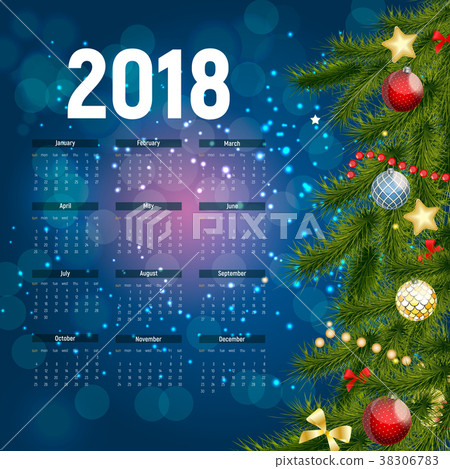 2018 New Year Calendar Vector Illustration 38306783