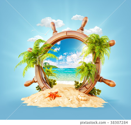 Tropical landscape in a helm 38307284