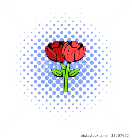 Bouquet of two flowers icon, comics style Bouquet of two flowers icon, comics style 38307622