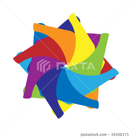 Multicolored abstract circle icon, cartoon style 38308171