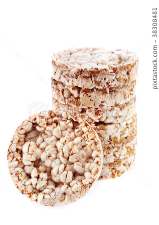 Diet rice cakes pile isolated on white background Diet rice cakes pile isolated on white background 38308481