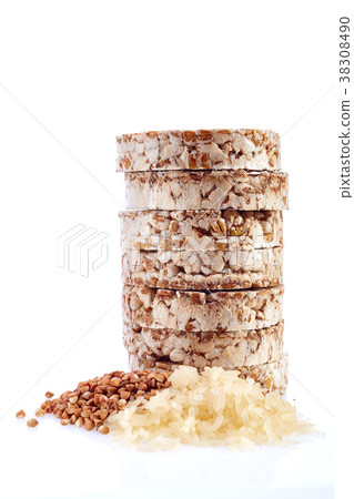 Diet rice cakes pile with buckwheat and rice Diet rice cakes pile with buckwheat and rice 38308490
