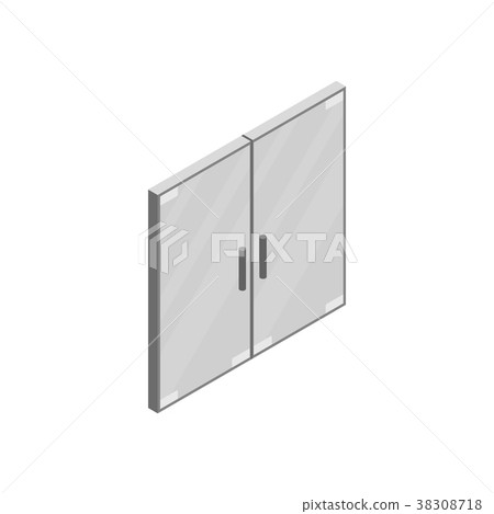 Double glass office door icon, isometric 3d style Double glass office door icon, isometric 3d style 38308718