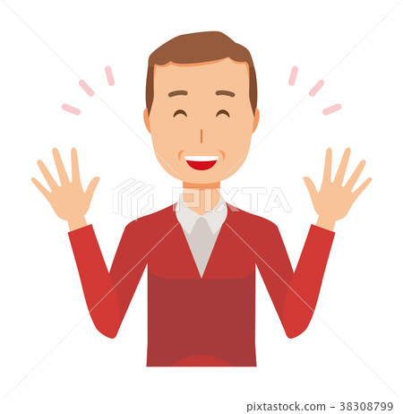 一個穿著毛衣的中年男子正在伸手 一個穿著毛衣的中年男子正在伸手 38308799