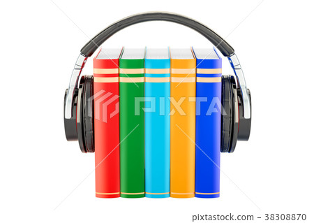 Books with headphones, audiobook concept 38308870