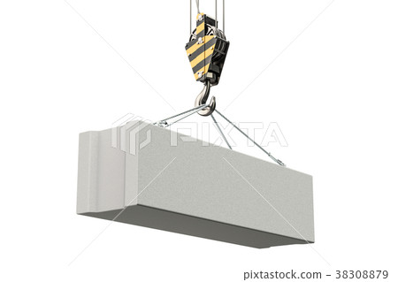 Crane hook with foundation concrete block 38308879
