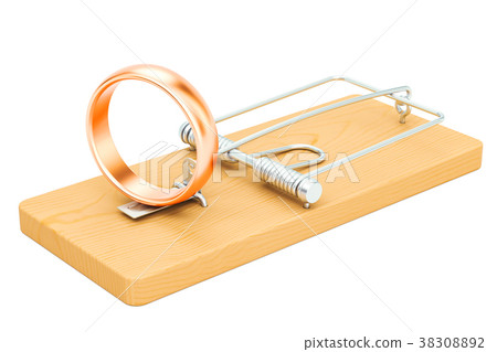 Mousetrap with wedding rings, 3D rendering Mousetrap with wedding rings, 3D rendering 38308892