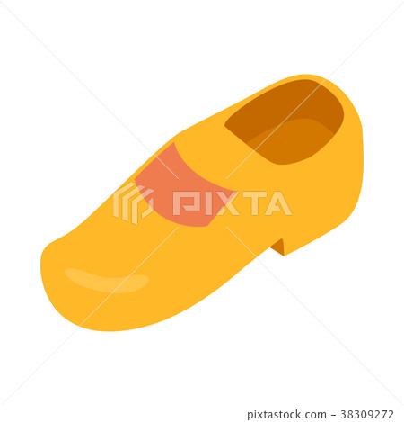 Yellow wooden shoe icon in isometric 3d style 38309272
