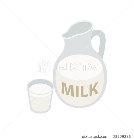 Pitcher and glass of milk icon, isometric 3d style 38309286