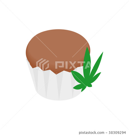 Cake with marijuana leaf icon, isometric 3d style 38309294