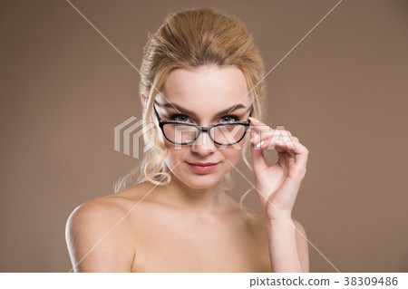 girl in glasses from the front girl in glasses from the front 38309486