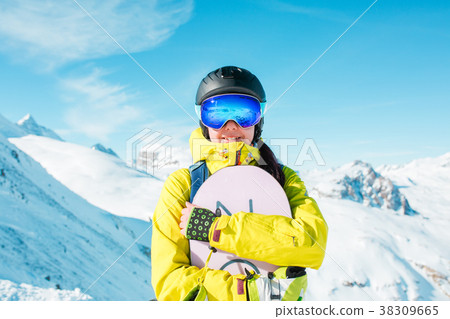 Picture of sporty woman wearing helmet and Picture of sporty woman wearing helmet and 38309665