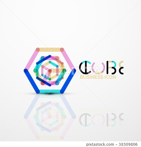 Cube idea concept logo, line Cube idea concept logo, line 38309806