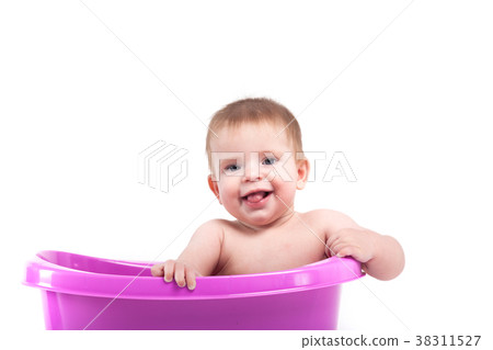 little pretty baby boy take bath in green tub little pretty baby boy take bath in green tub 38311527