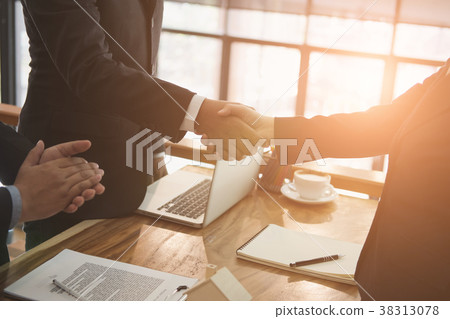 realtor & client handshaking. real estate agent shaking hands with customer. sale & purchase property with signing contract document & approved mortgage loan realtor & client handshaking. real estate agent shaking hands with customer. sale & purchase property with signing contract document & approved mortgage loan 38313078