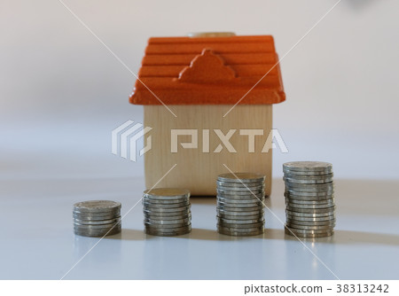 coin stack & house model. plan for property purchase. mortgage loan, real estate investment concept 38313242