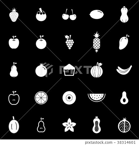 Fruit icons on black background Fruit icons on black background 38314601