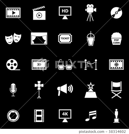 Movie icons on black background Movie icons on black background 38314602