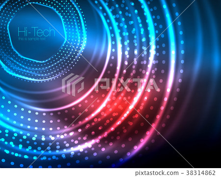 Magic neon circle shape abstract background, shiny 38314862