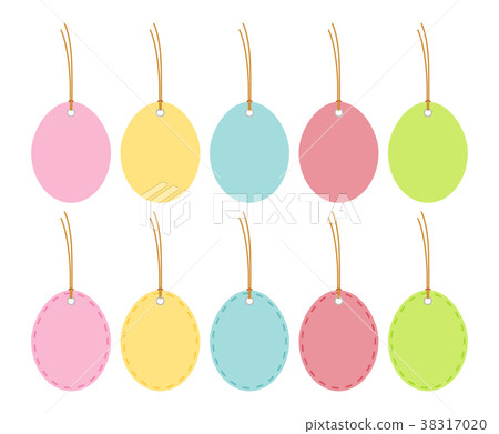 Multicolored Easter eggs hanging isolated on white Multicolored Easter eggs hanging isolated on white 38317020