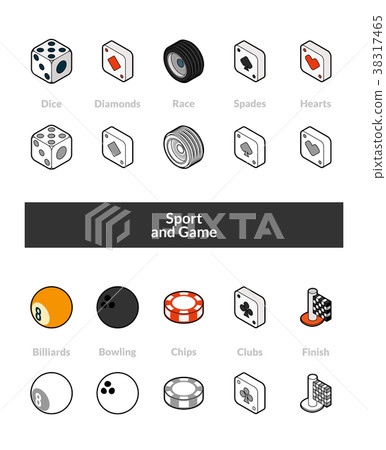 Set of isometric icons in otline style, colored - Stock Illustration ...