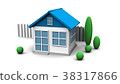 House and garden on white background. 3D rendering 38317866