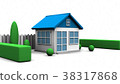 House and garden on white background. 3D rendering 38317868