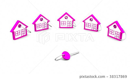 house and key on white background. 3D rendering house and key on white background. 3D rendering 38317869