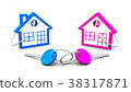 house and key on white background. 3D rendering 38317871