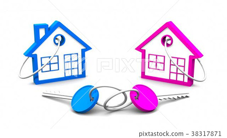 house and key on white background. 3D rendering 38317871