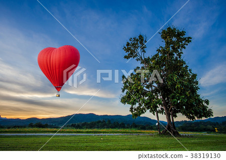 Beautiful Red balloon in the shape of a heart Beautiful Red balloon in the shape of a heart 38319130
