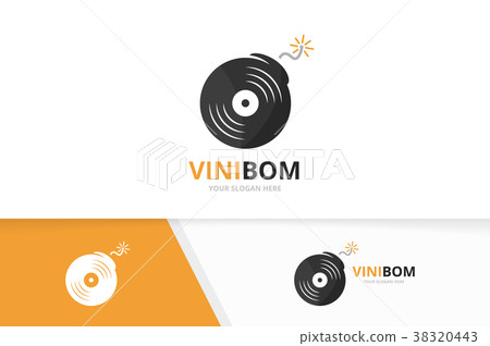 Vector vinyl and bomb logo combination. Record and 38320443