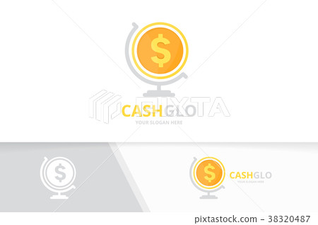 Vector coin and globe logo combination. Money Vector coin and globe logo combination. Money 38320487