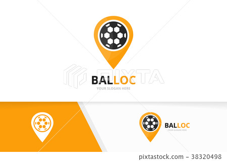 Vector soccer and map pointer logo combination 38320498