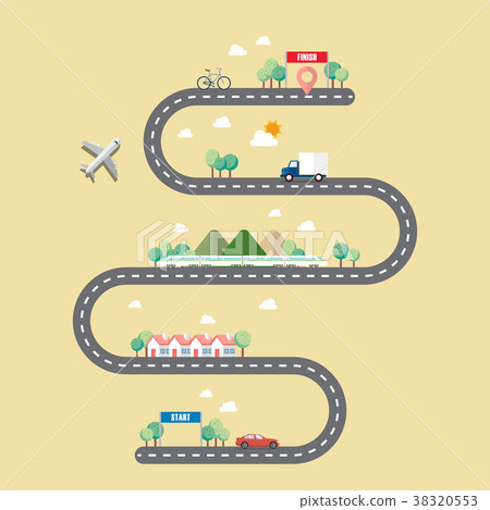 Mode of transportation with town road Mode of transportation with town road 38320553