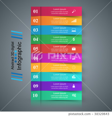 Infographic design. List of 10 items. 38320643