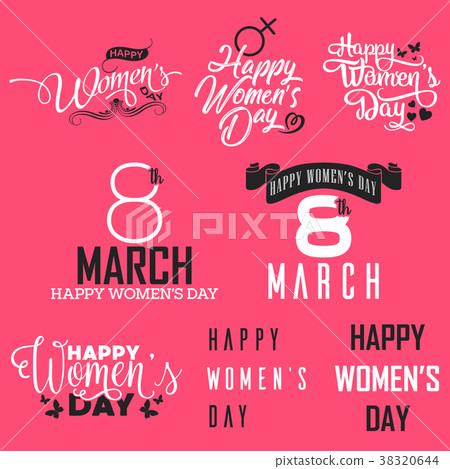 Women's Day greeting card with typography letterin 38320644