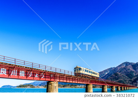 Yura river bridge blue sky Yura river bridge blue sky 38321072
