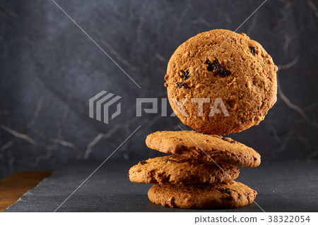 Chocolate chips cookies isolated on black Chocolate chips cookies isolated on black 38322054