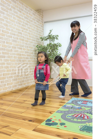 Children playing a train Children playing a train 38322459