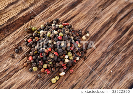 Top view on black, red and white peppercorns Top view on black, red and white peppercorns 38322890