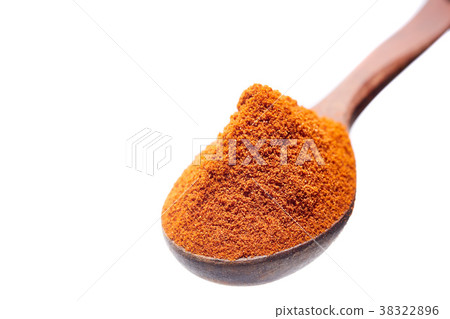 Wooden spoon full of paprica isolated on white Wooden spoon full of paprica isolated on white 38322896