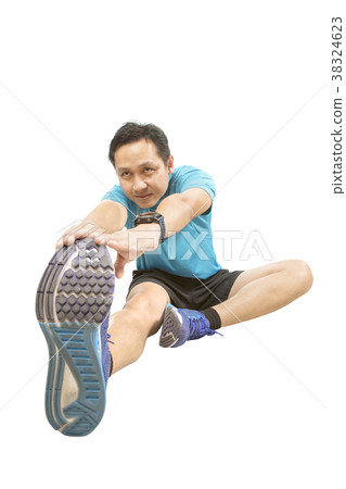 asian sport man stretching body muscle before exercisee isolated 38324623