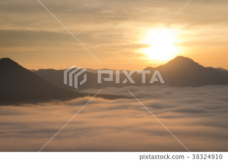 Misty landscape view on mountain in morning  38324910