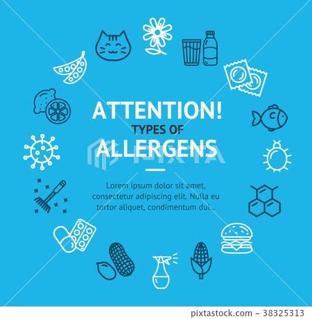 Allergens Types Infographics Banner Card. Vector Allergens Types Infographics Banner Card. Vector 38325313