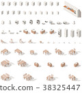 Kitchen and bathroom low poly isometric icon set 38325447