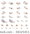 Bedroom and children room furniture icon set 38325451