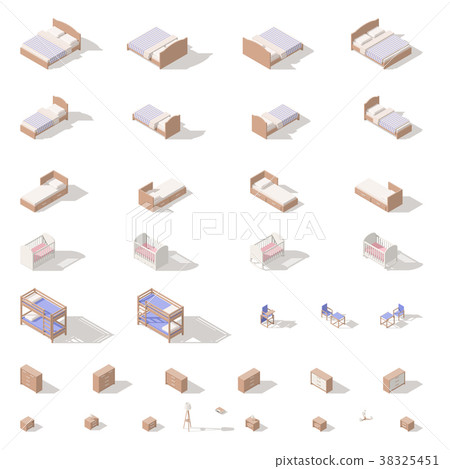 Bedroom and children room furniture icon set Bedroom and children room furniture icon set 38325451